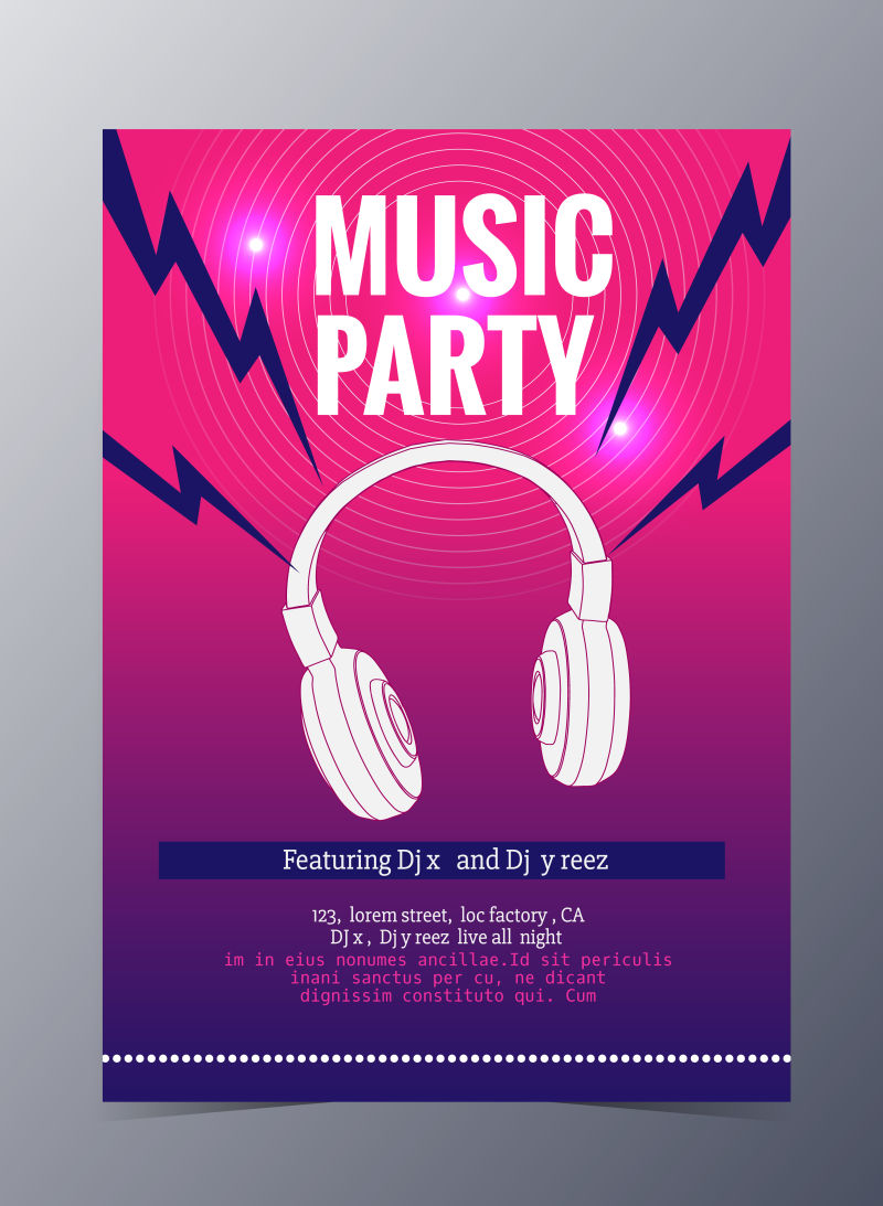 独立音乐会海报海报与耳机矢量