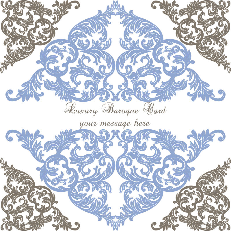 巴洛克花纹装饰的邀请卡矢量