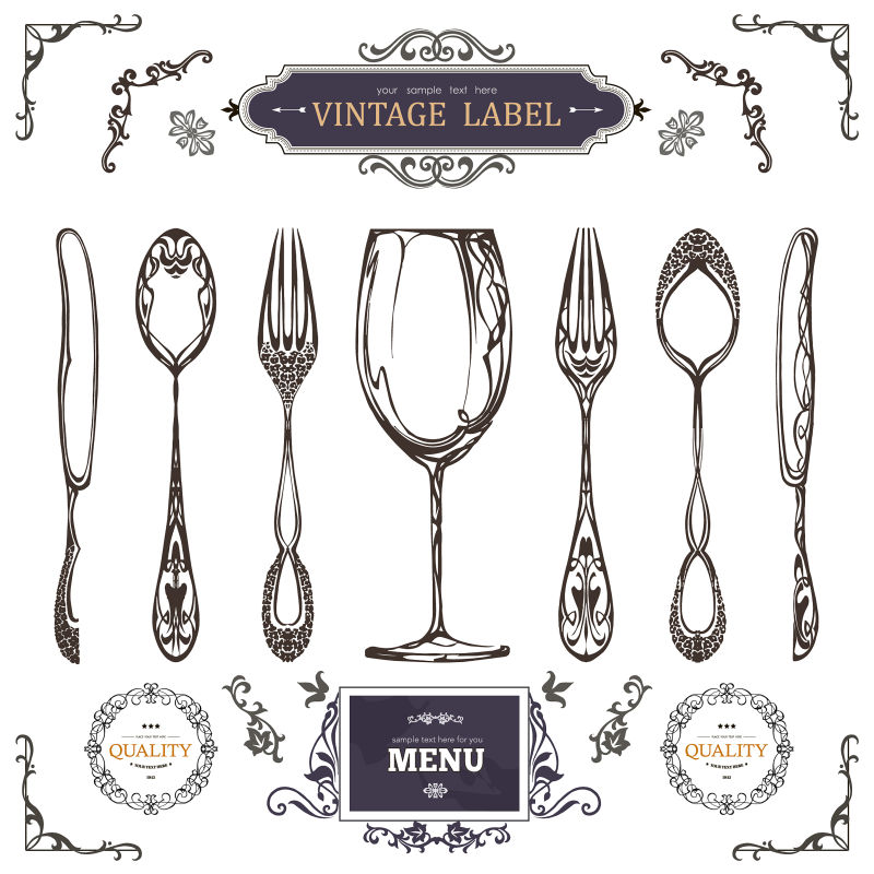 抽象矢量古典餐单设计元素