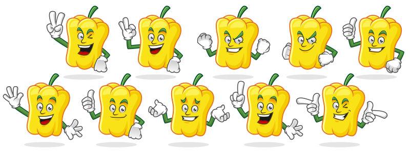 矢量不同表情的甜椒