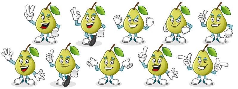 矢量不同表情的梨