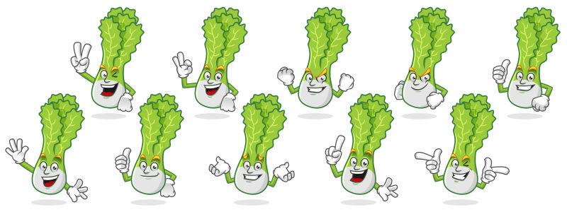矢量不同表情的蔬菜