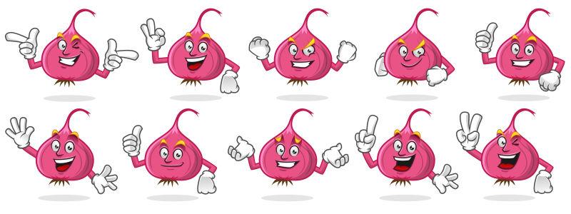 矢量不同表情的洋葱