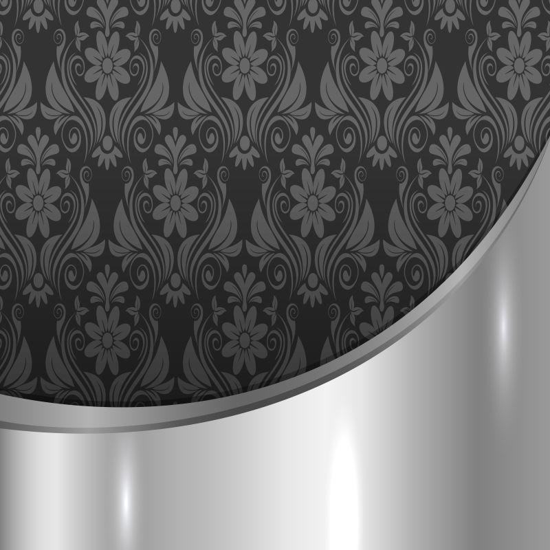 黑色银色背景上的拼接花纹矢量