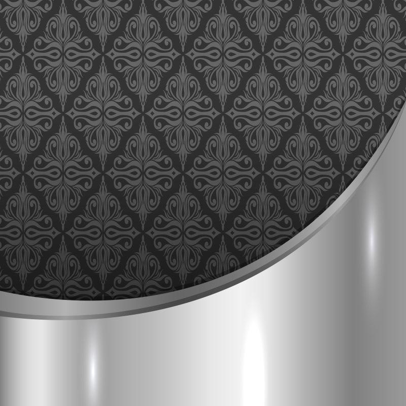 豪华黑色银色背景上规则花纹矢量