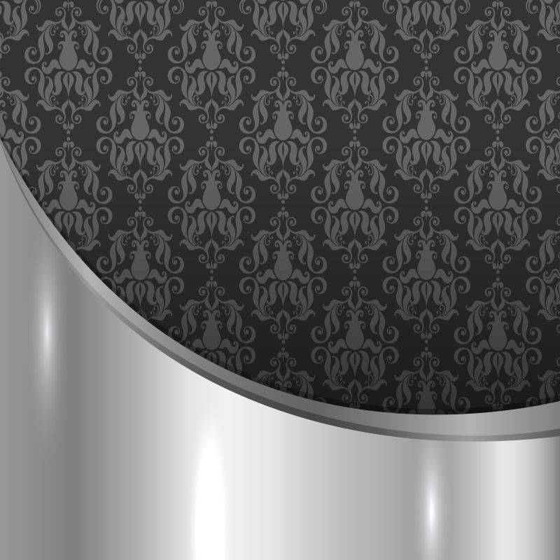 豪华黑色银色背景花纹矢量