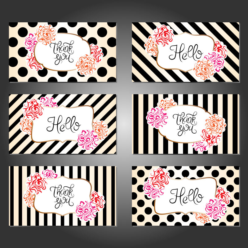 矢量6个老式卡片