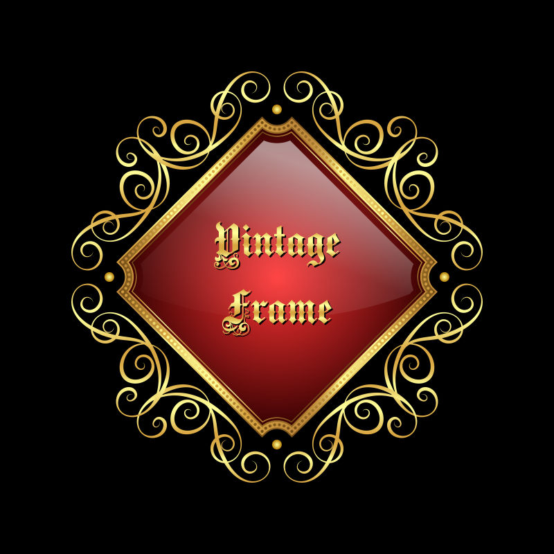 复古花纹装饰框架矢量