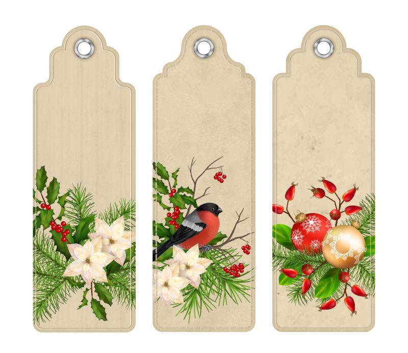 假日矢量标签或书签的集合