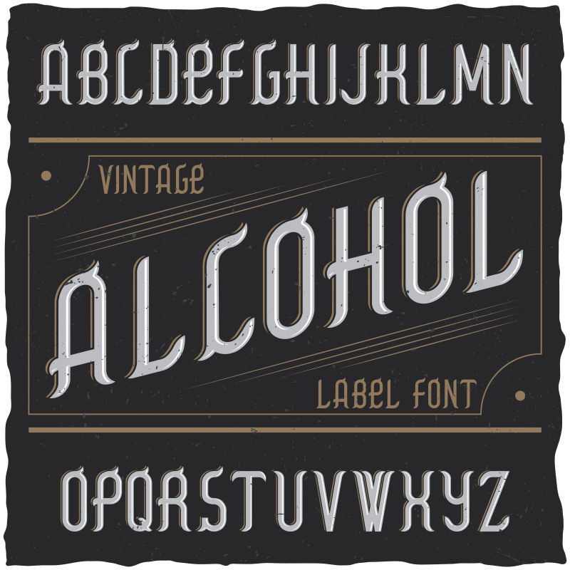 矢量古董标签字体名为酒精