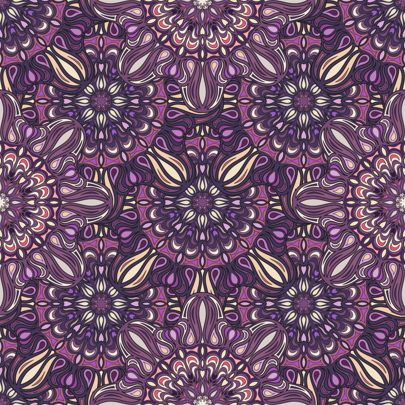 矢量的老式曼荼罗花纹