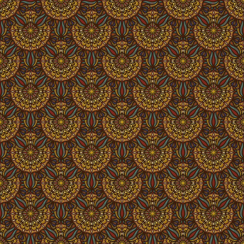 矢量的曼荼罗花纹装饰