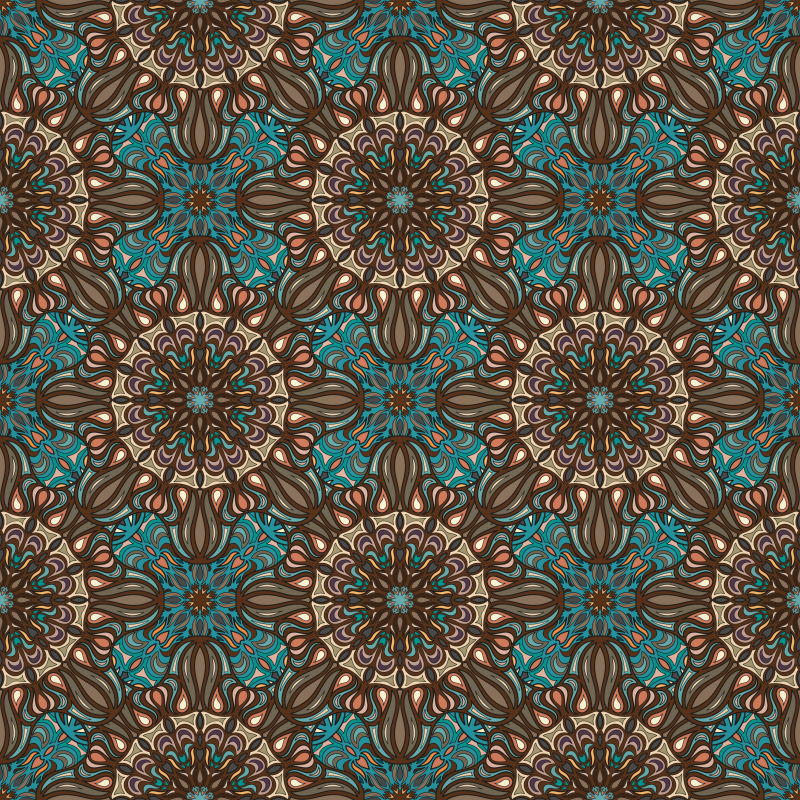 复古的曼陀罗装饰图案矢量