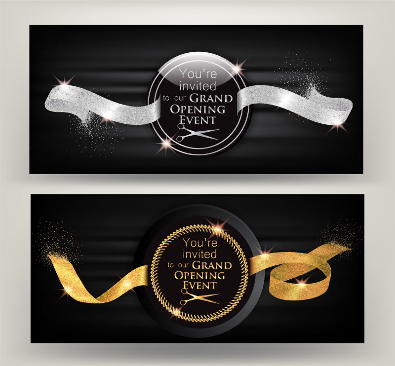 抽象矢量金色银色会员卡设计