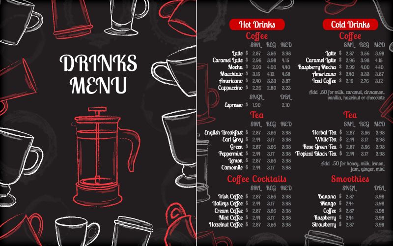 矢量咖啡餐饮菜单设计图