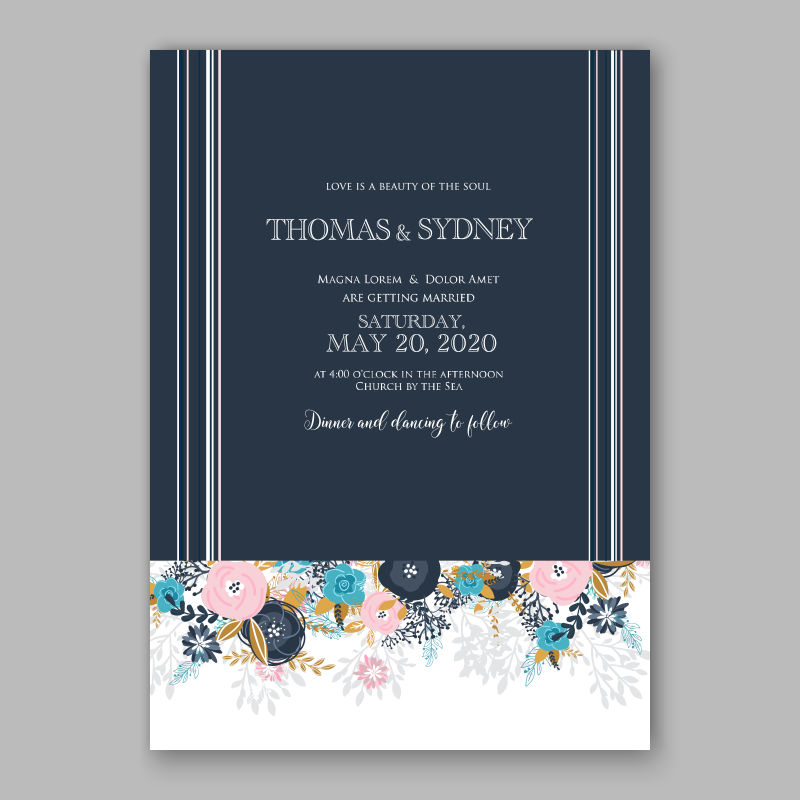 深蓝底色设计邀请卡矢量