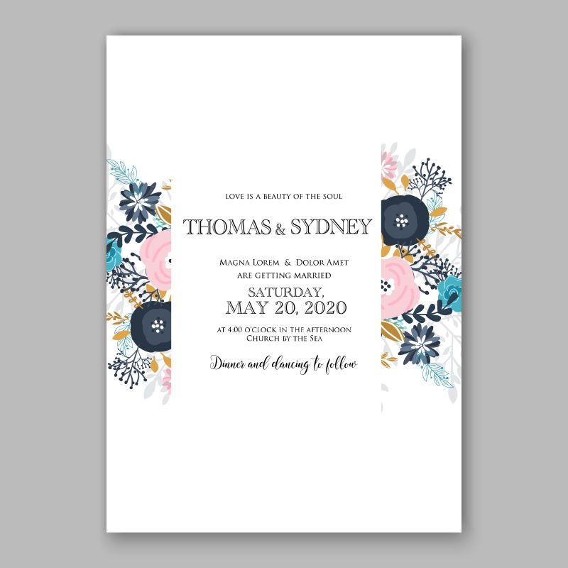 素雅花型设计邀请卡矢量