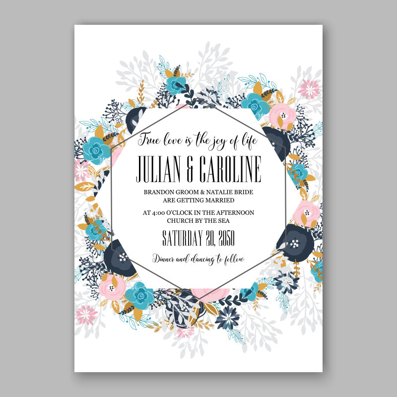 环形花设计邀请卡矢量