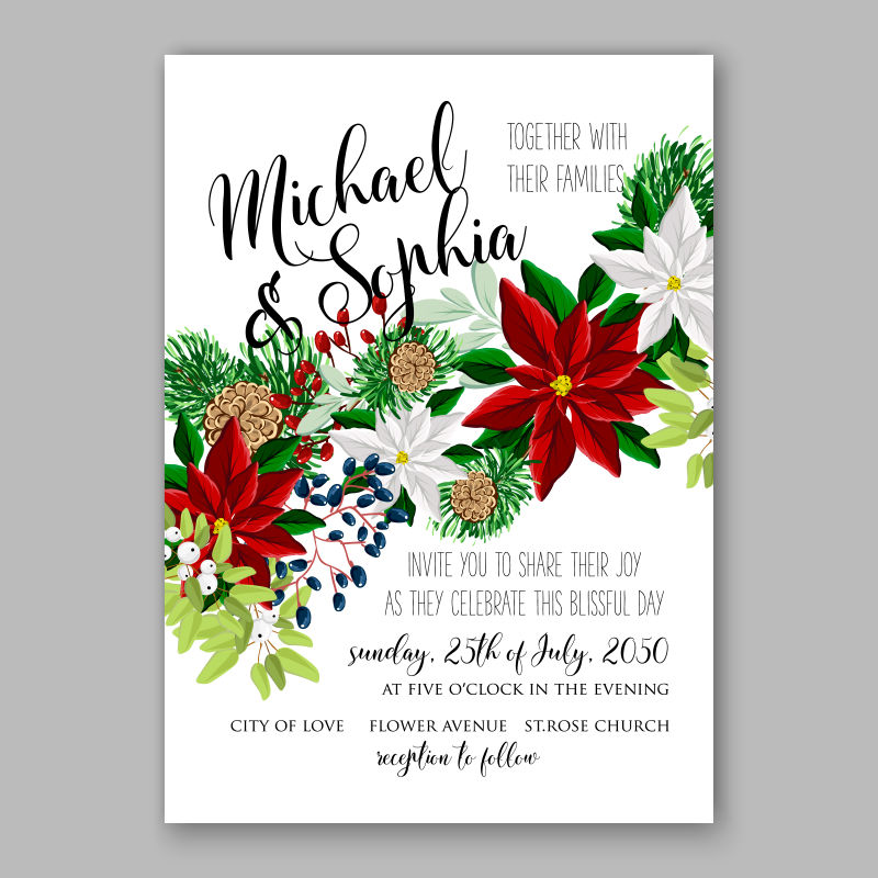 优雅的婚礼布局邀请卡矢量