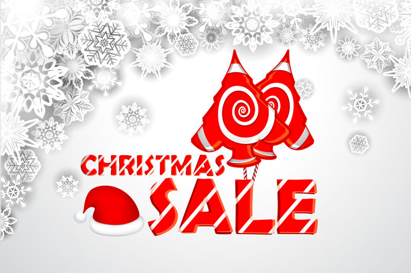可爱的圣诞销售海报设计矢量插图