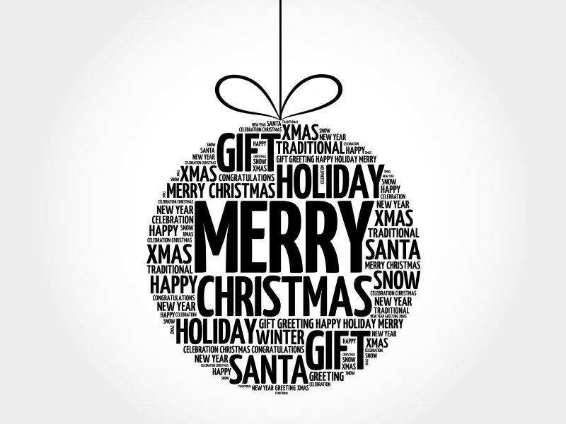 圣诞快乐球字云矢量图