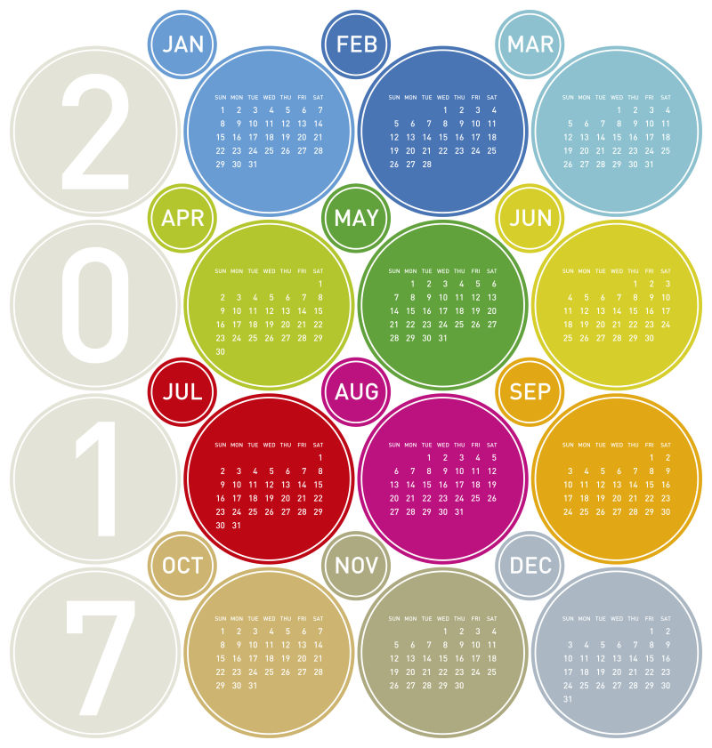 多彩的矢量日历