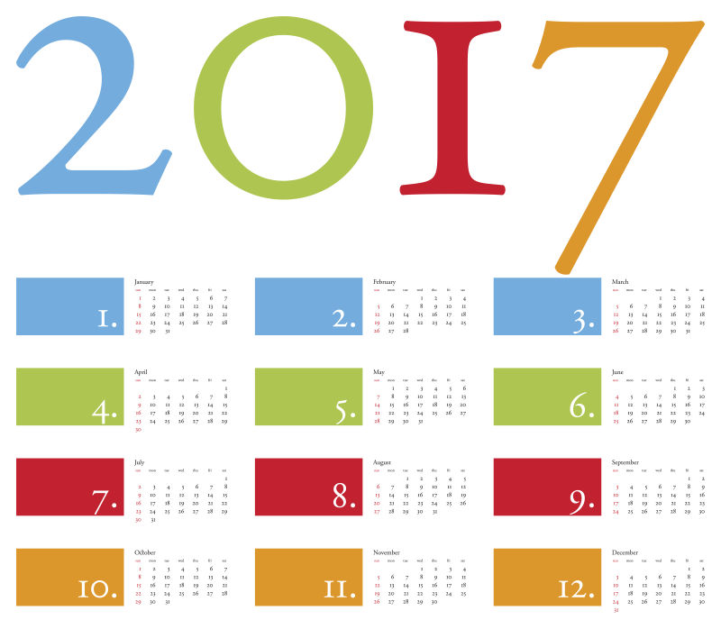 2017年多彩多姿的矢量日历