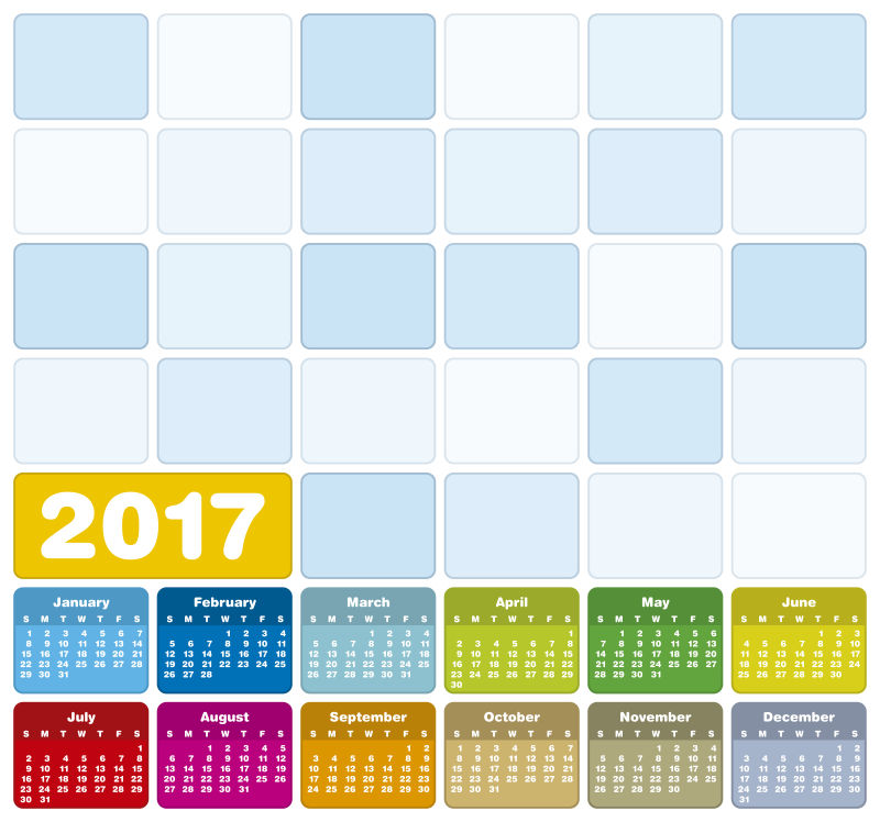 矢量年度彩色日历