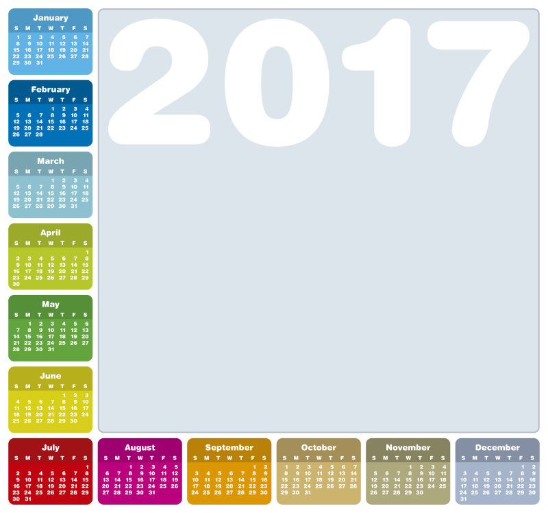 年度彩色矢量日历