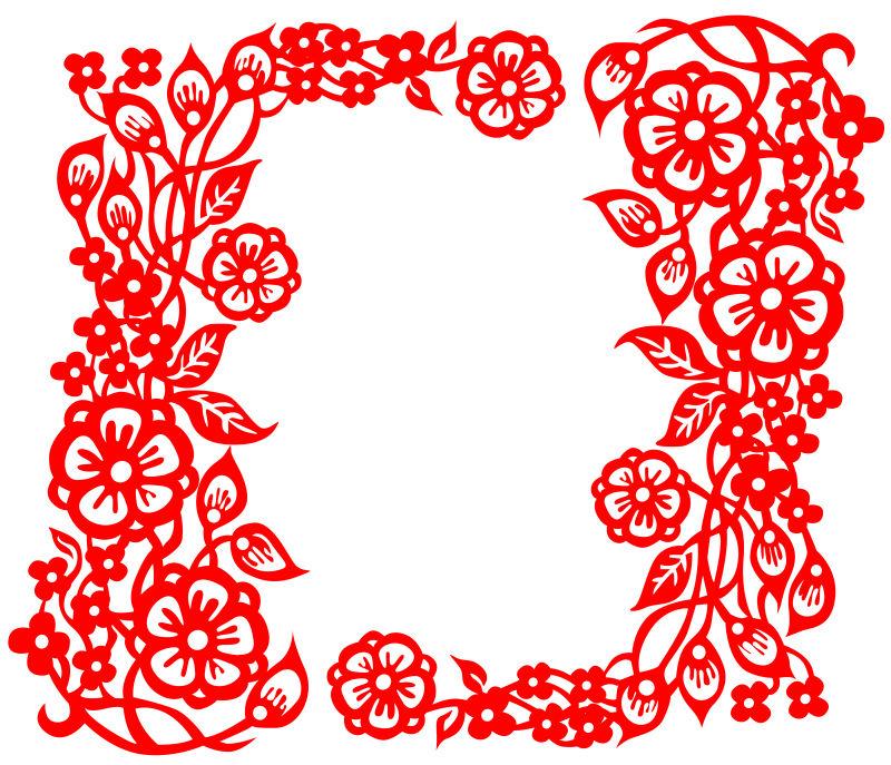 矢量设计红色传统剪纸艺术