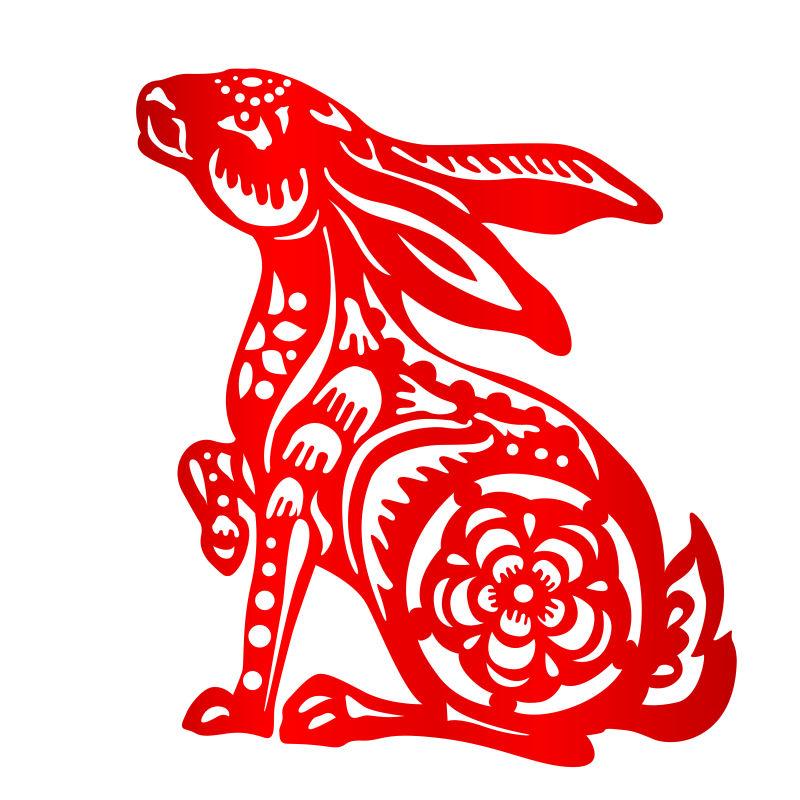 矢量设计的生肖兔剪纸