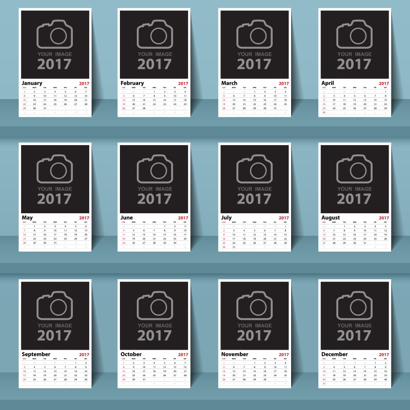 相机日历2017矢量设计