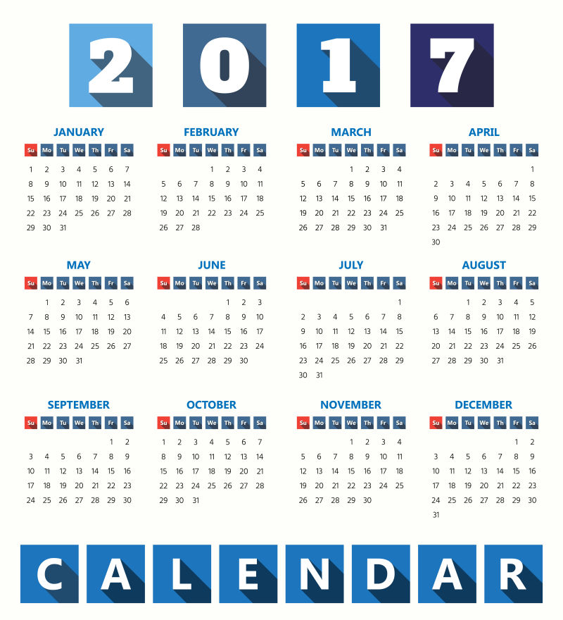 2017现代日历矢量设计