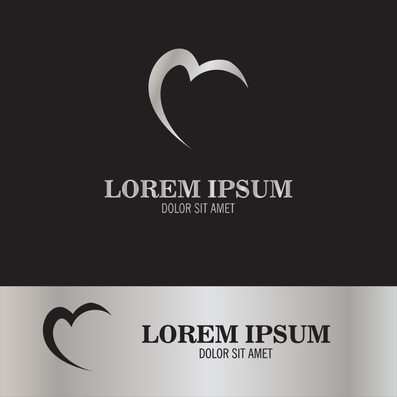 矢量抽象爱心标志设计图