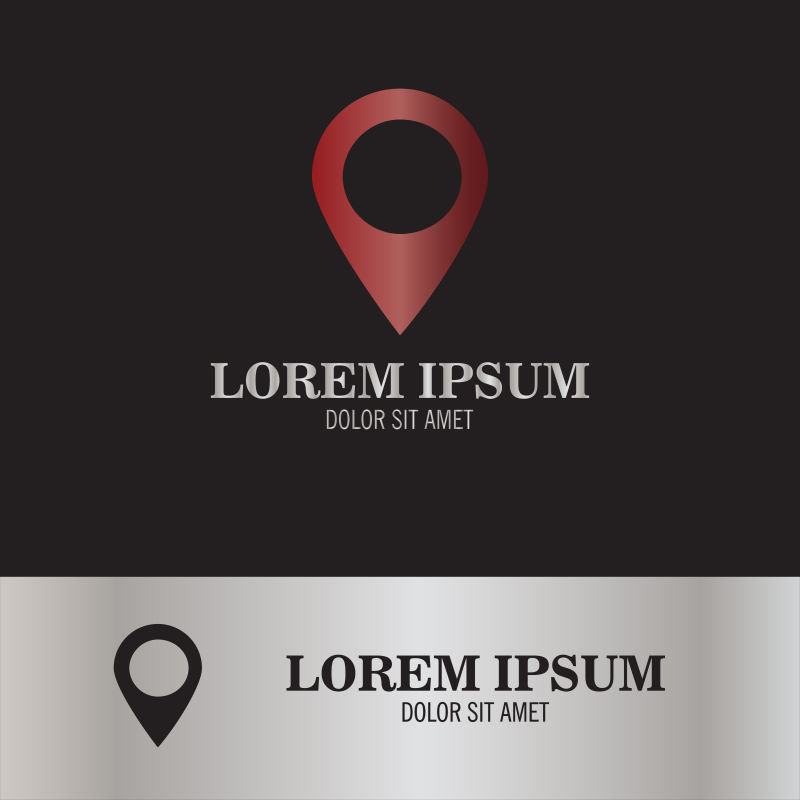 矢量红色定位标志设计图