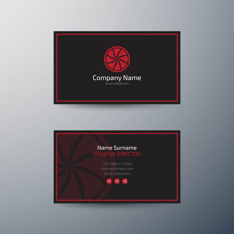 黑红色创意名片设计样板矢量图