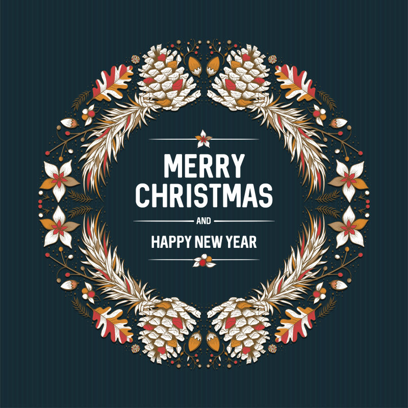 矢量圆框圣诞贺卡设计