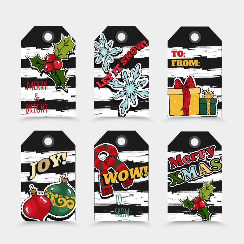 圣诞标签设计矢量插图