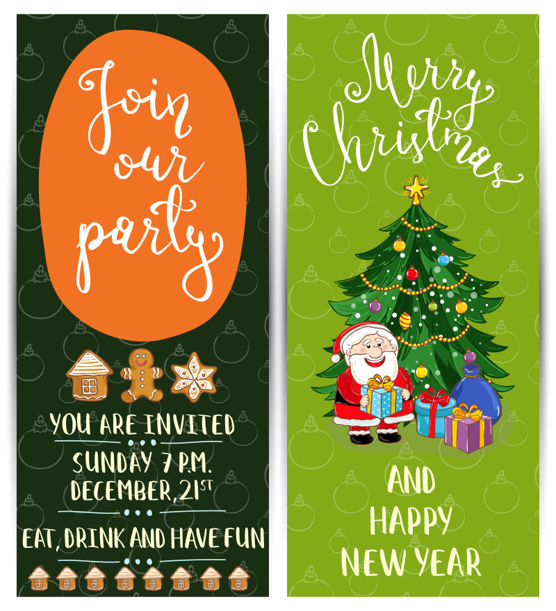 装饰圣诞树姜饼饼干卡通矢量