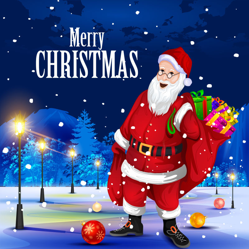 圣诞老人海报设计矢量插图