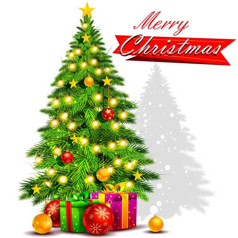 圣诞树元素海报设计矢量插图