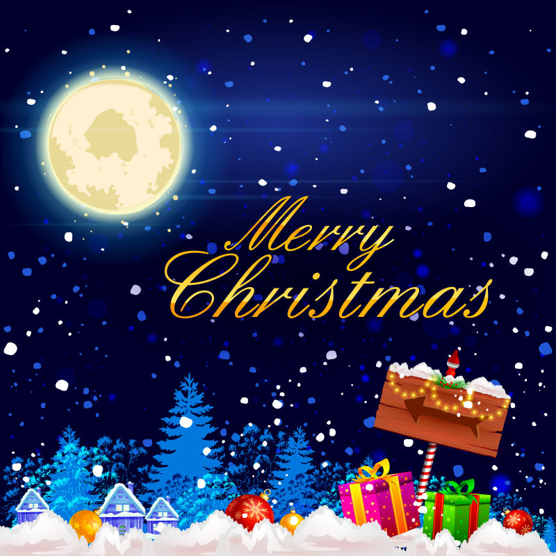 圣诞元素卡通矢量插图