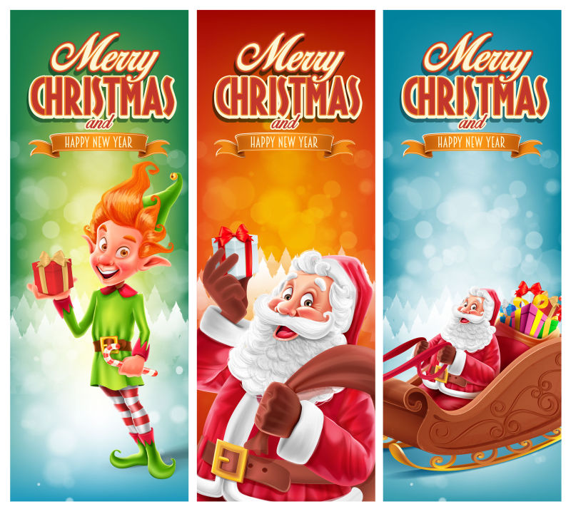 圣诞节竖幅矢量