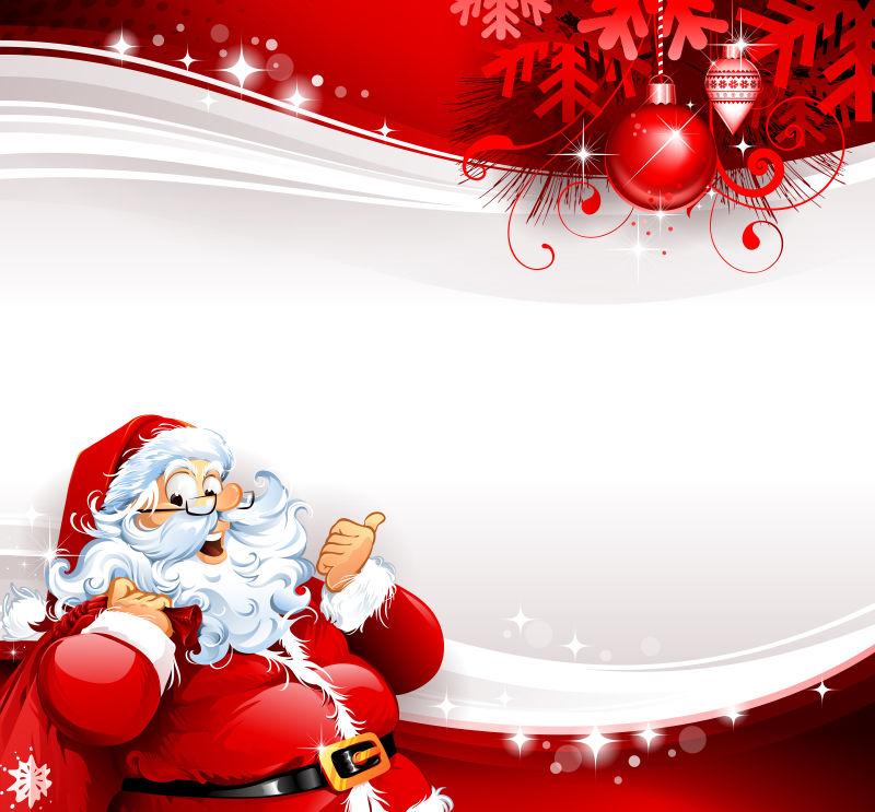 矢量设计卡通圣诞老人带礼物卡片