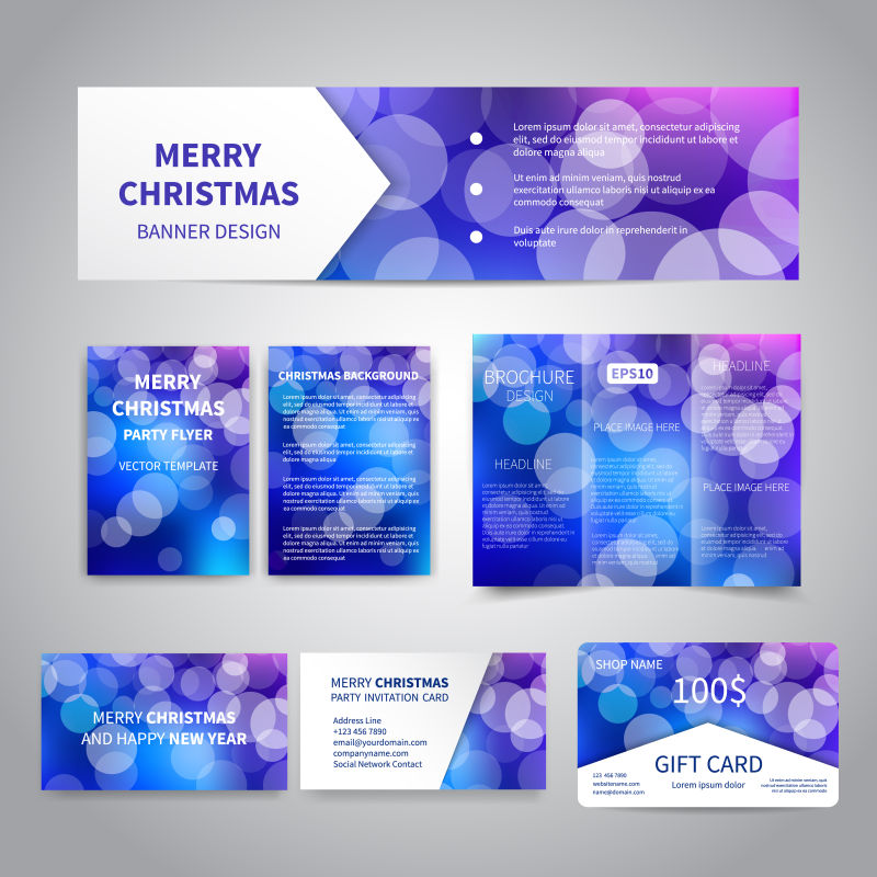 紫色和蓝色渐变矢量宣传单