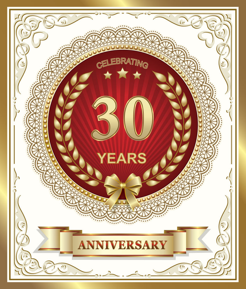 矢量明信片30周年纪念徽章