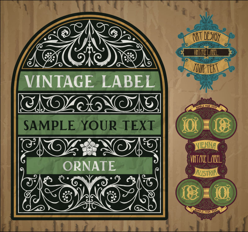 精美的古董标签矢量插图