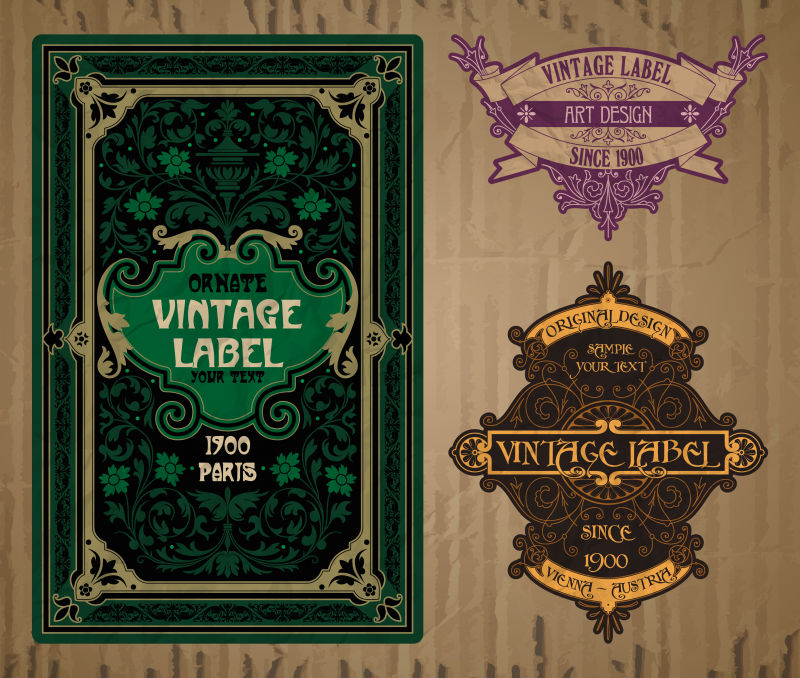 精美的复古标签矢量插图