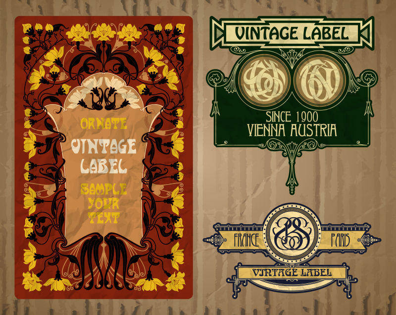 矢量不同的复古标签设计