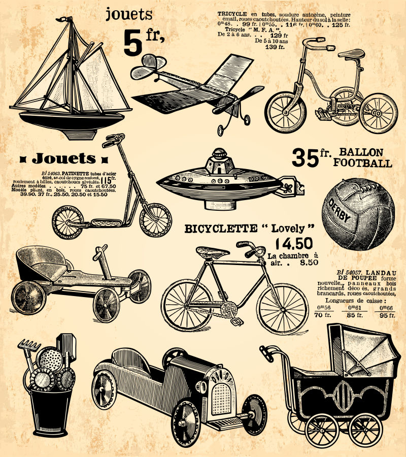 抽象矢量复古交通工具插图